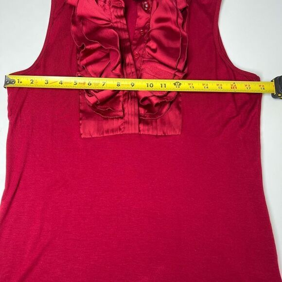 August Silk Top Ruby with Ruffles Size M - Picture 13 of 15